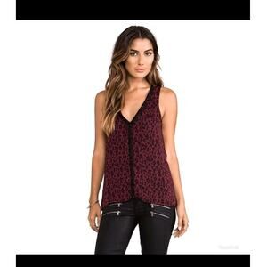 Sanctuary Shirt Womens Size XS Endless Nights Leopard Sheer Beaded Cami V Neck